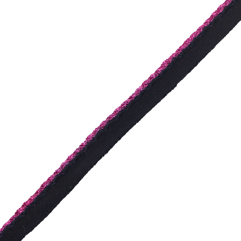 Magenta Twisted Cord with Black Lip - 0.5" Detail Magenta Twisted Cord with Black Lip - 0.5" Detail