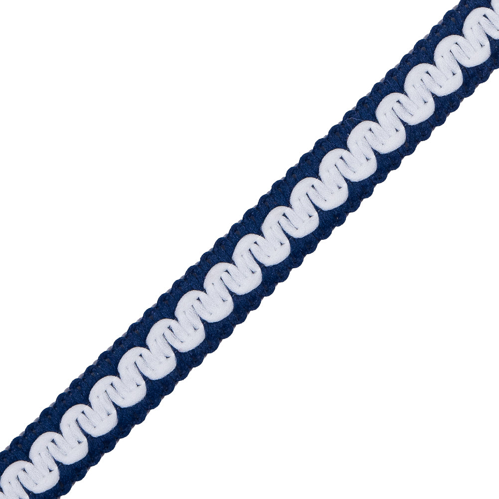Navy and White Woven Trim - 0.75" Detail Navy and White Woven Trim - 0.75" Detail