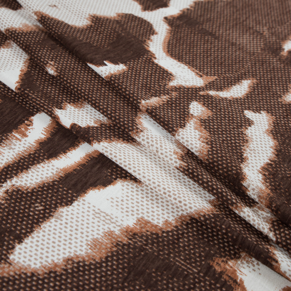 Italian Brown and Ivory Abstract Viscose Jersey Folded Italian Brown and Ivory Abstract Viscose Jersey Folded