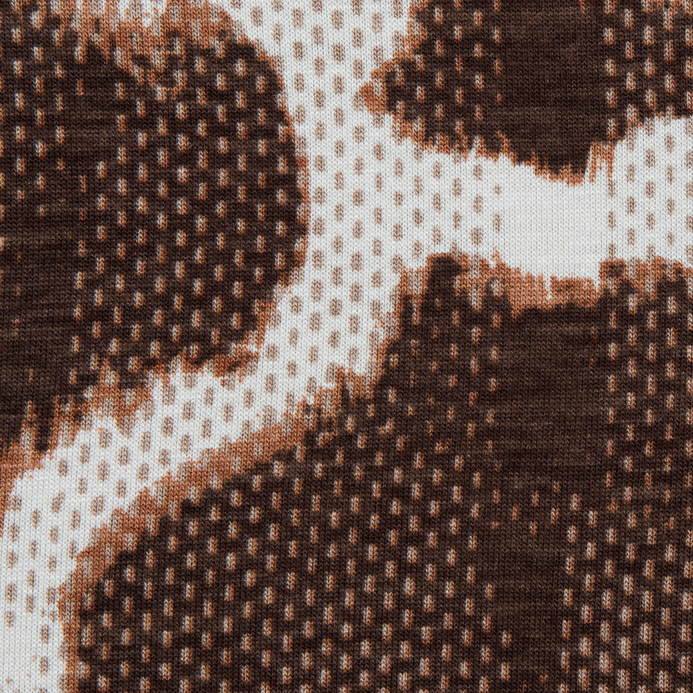 Italian Brown and Ivory Abstract Viscose Jersey Detail Italian Brown and Ivory Abstract Viscose Jersey Detail