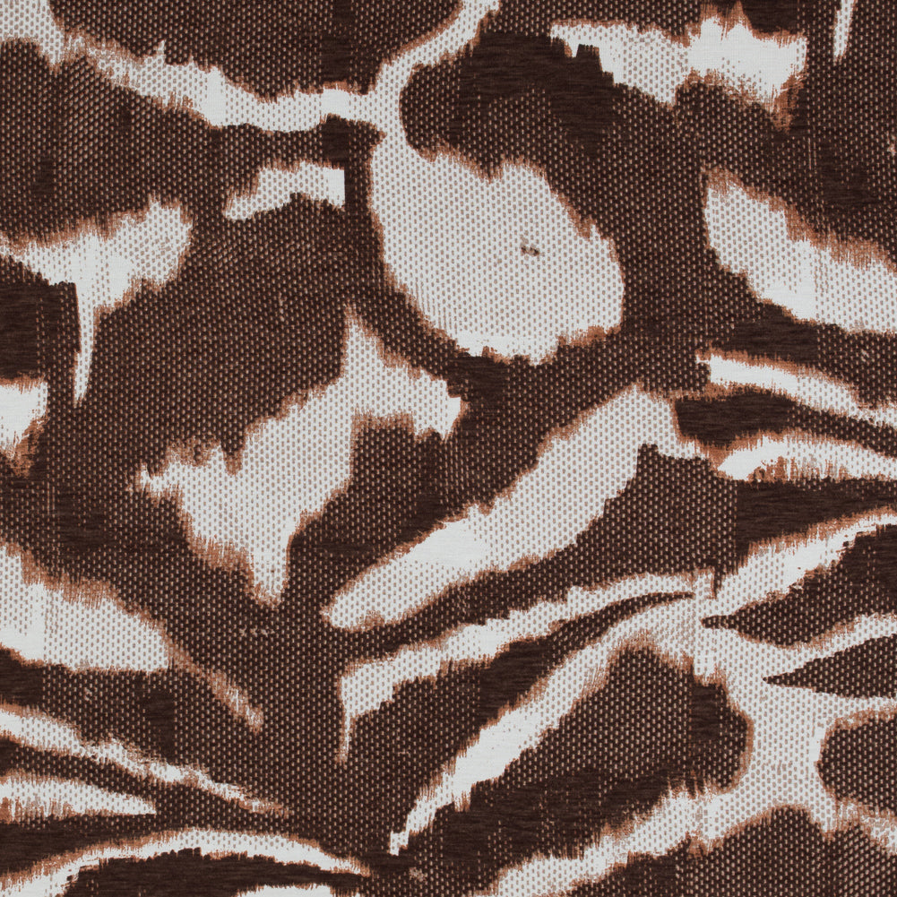 Italian Brown and Ivory Abstract Viscose Jersey Italian Brown and Ivory Abstract Viscose Jersey
