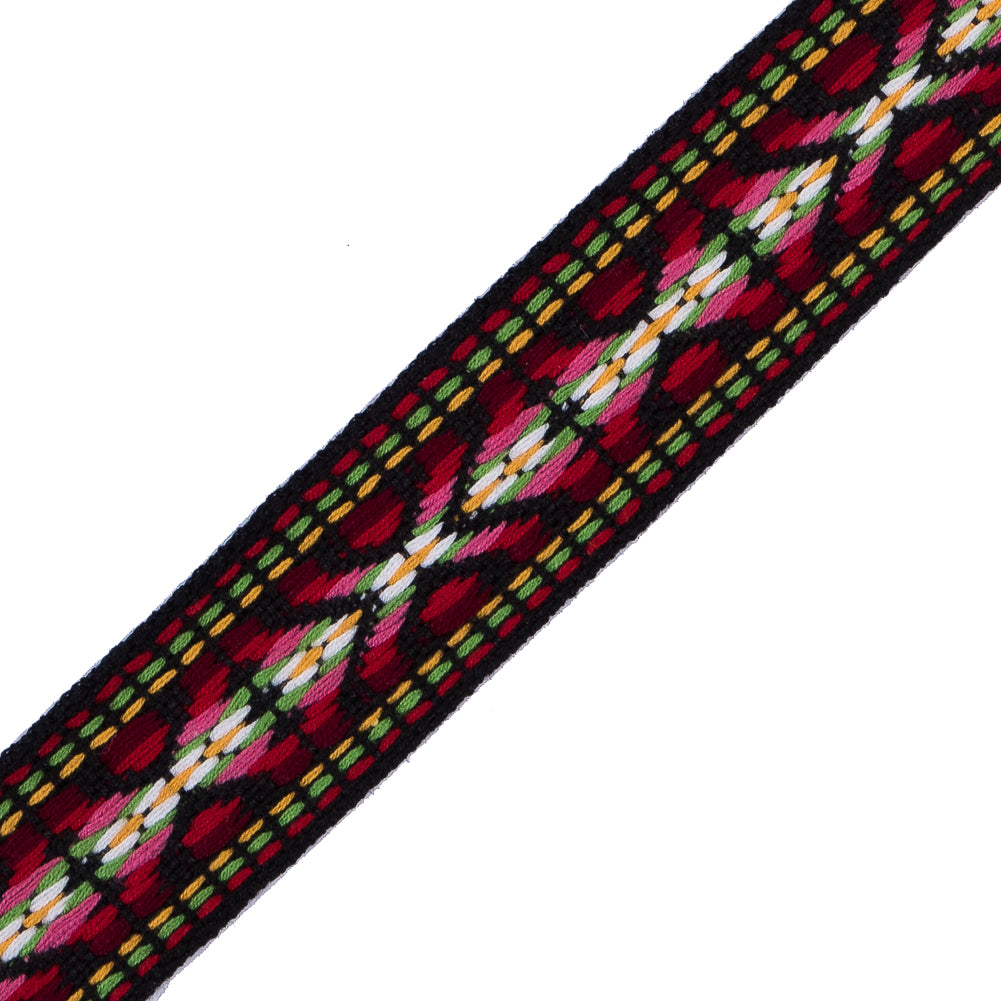 Multi-Color Geometric Jaquard Ribbon - 1" Detail Multi-Color Geometric Jaquard Ribbon - 1" Detail