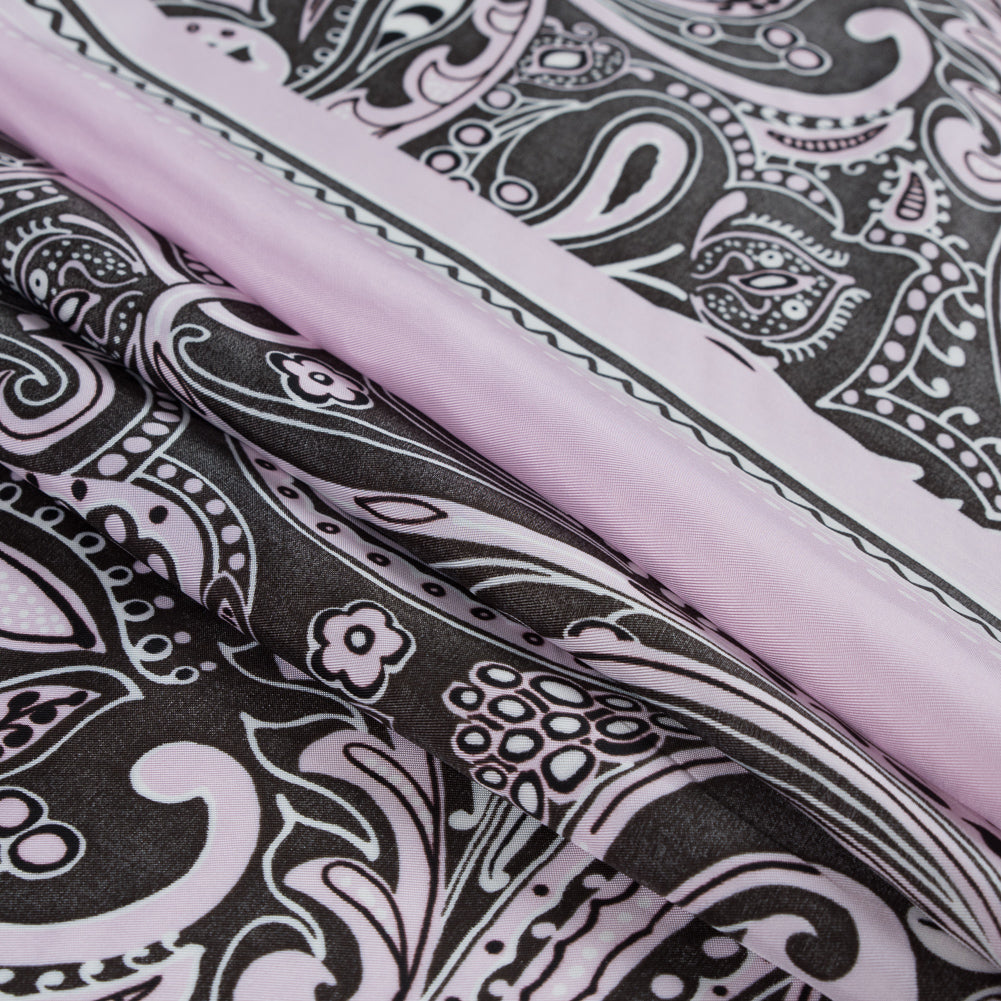 Lilac and Brown Paisley Border Printed Panel Folded Lilac and Brown Paisley Border Printed Panel Folded