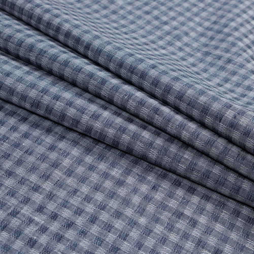 Blue Shepherd's Check Cotton Woven Folded Blue Shepherd's Check Cotton Woven Folded