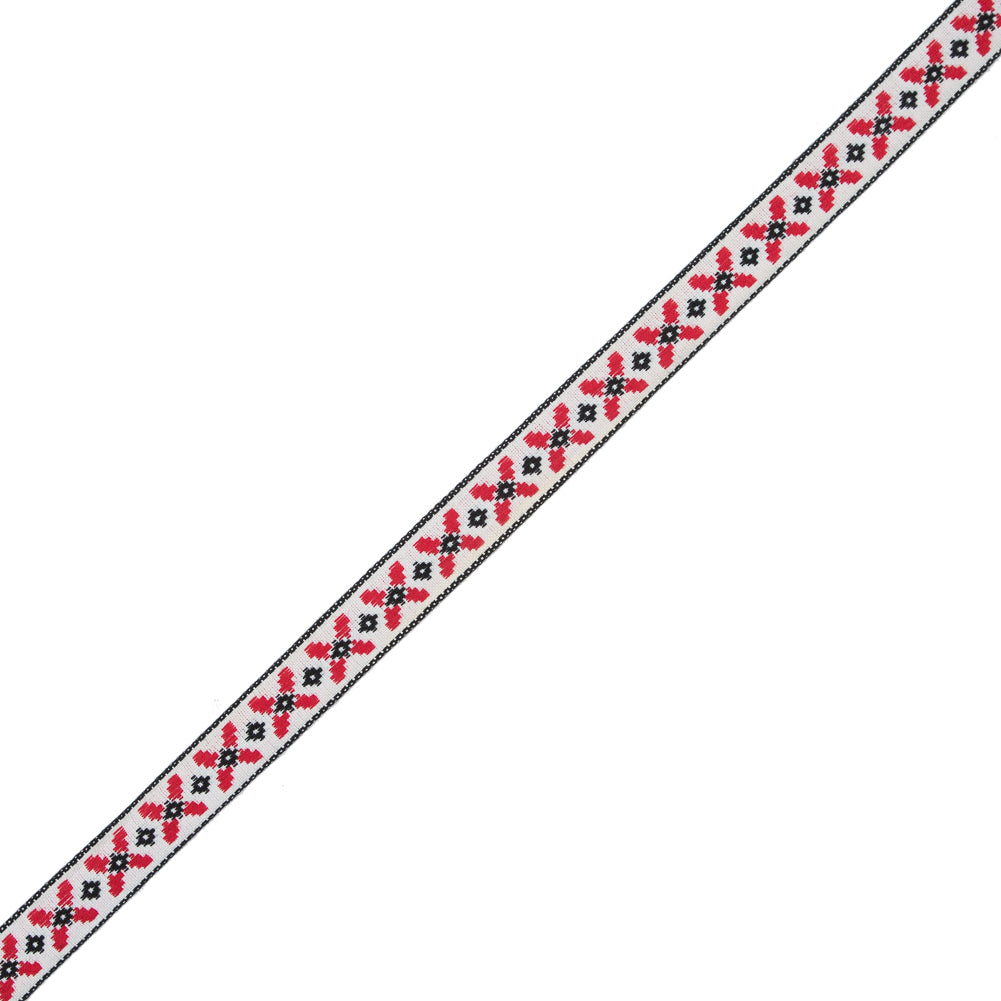 Black and Red German Jacquard Ribbon - 0.6" Black and Red German Jacquard Ribbon - 0.6"