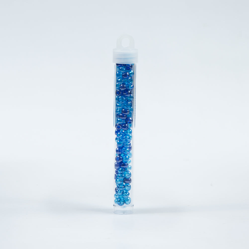 Blue and Aqua Mixed Czech Seed Beads - Size 2 - Detail