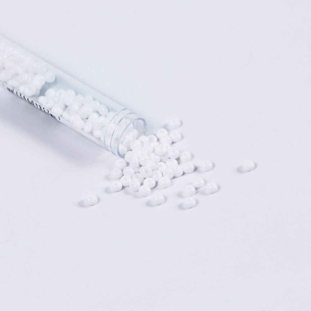White Opaque Czech Seed Beads - Size 6