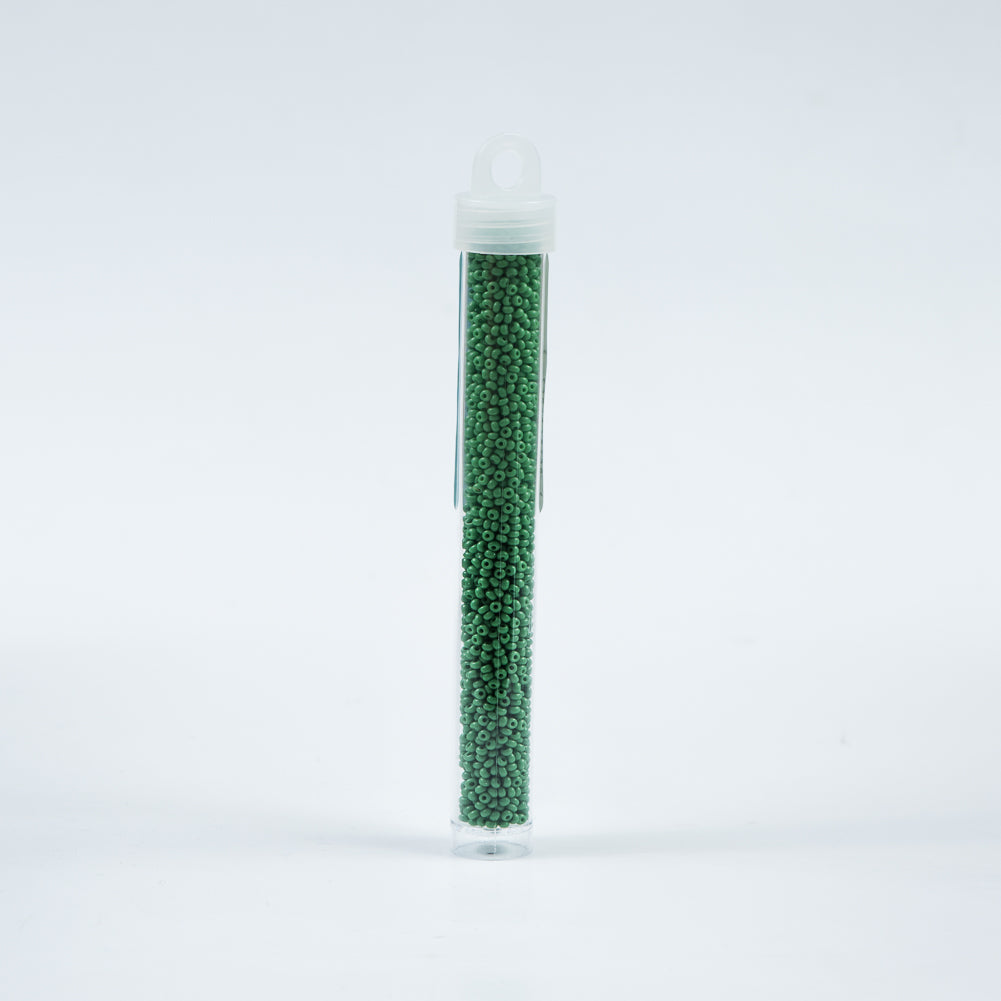Medium Green Opaque Czech Seed Beads - Size 10 - Detail