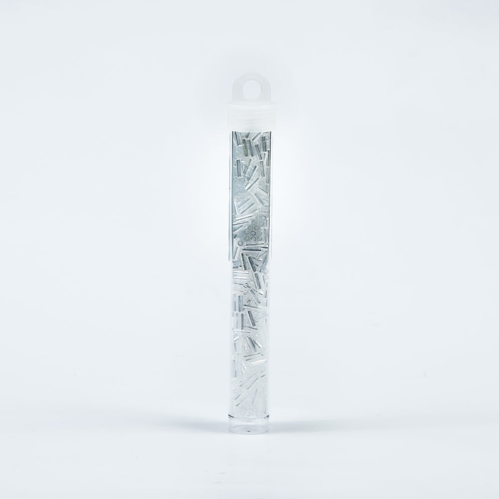 Clear Iridescent Czech Bugle Seed Beads - Size 3 Detail