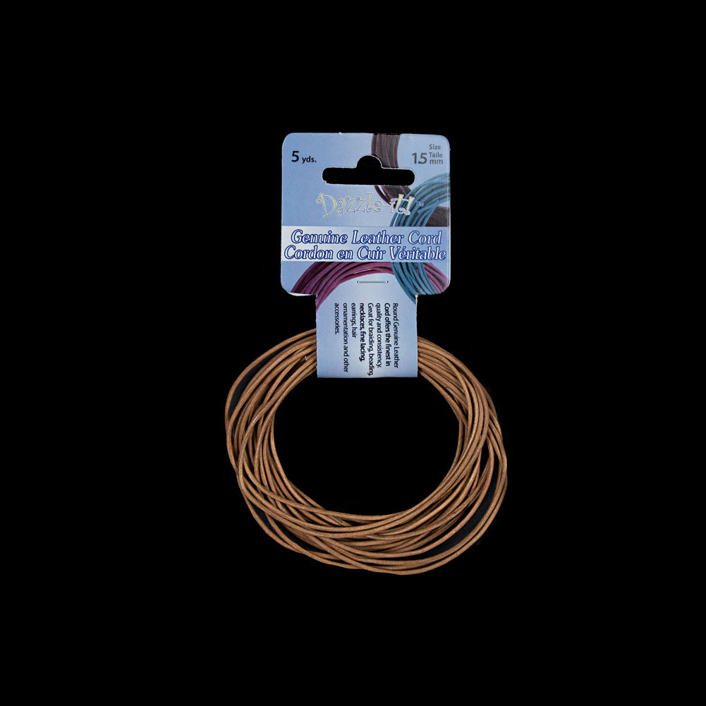 Dazzle-It Natural Genuine Leather Cord - 1.5mm Dazzle-It Natural Genuine Leather Cord - 1.5mm