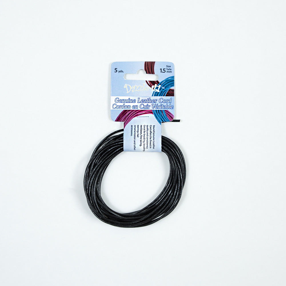 Dazzle-It Black Genuine Leather Cord - 1.5mm Dazzle-It Black Genuine Leather Cord - 1.5mm