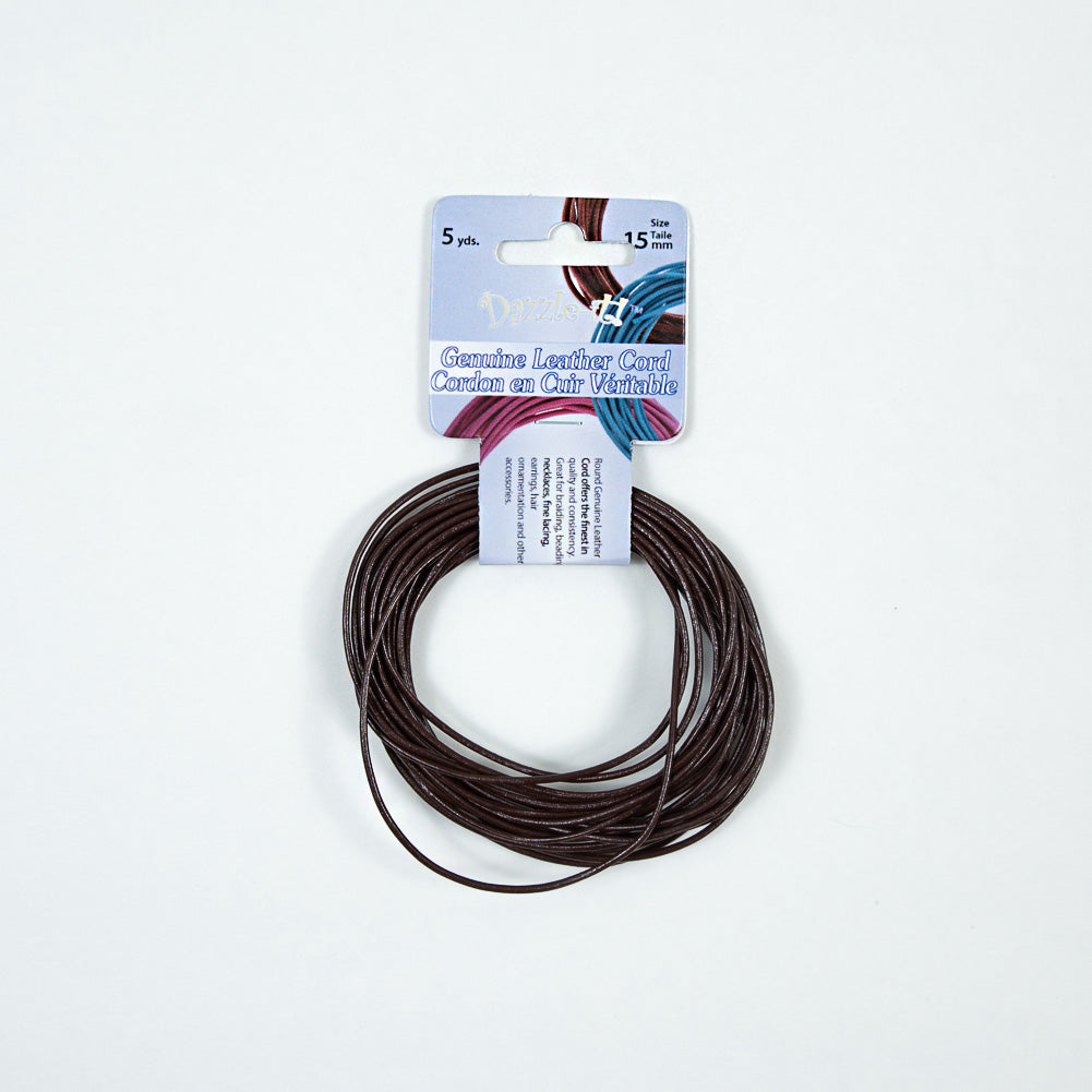 Dazzle-It Light Chocolate Genuine Leather Cord - 1.5mm Dazzle-It Light Chocolate Genuine Leather Cord - 1.5mm
