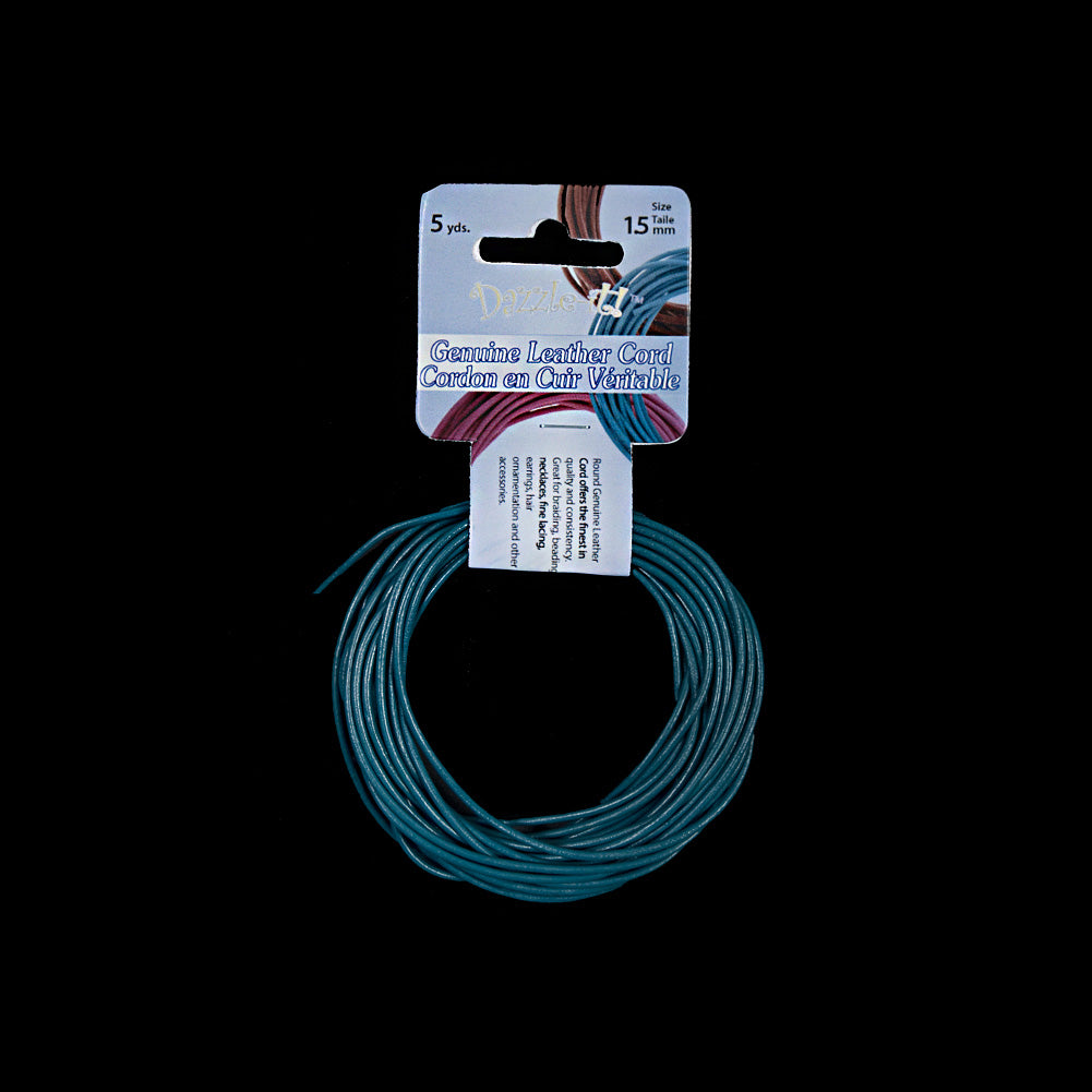 Dazzle-It Deep Teal Genuine Leather Cord - 1.5mm Dazzle-It Deep Teal Genuine Leather Cord - 1.5mm
