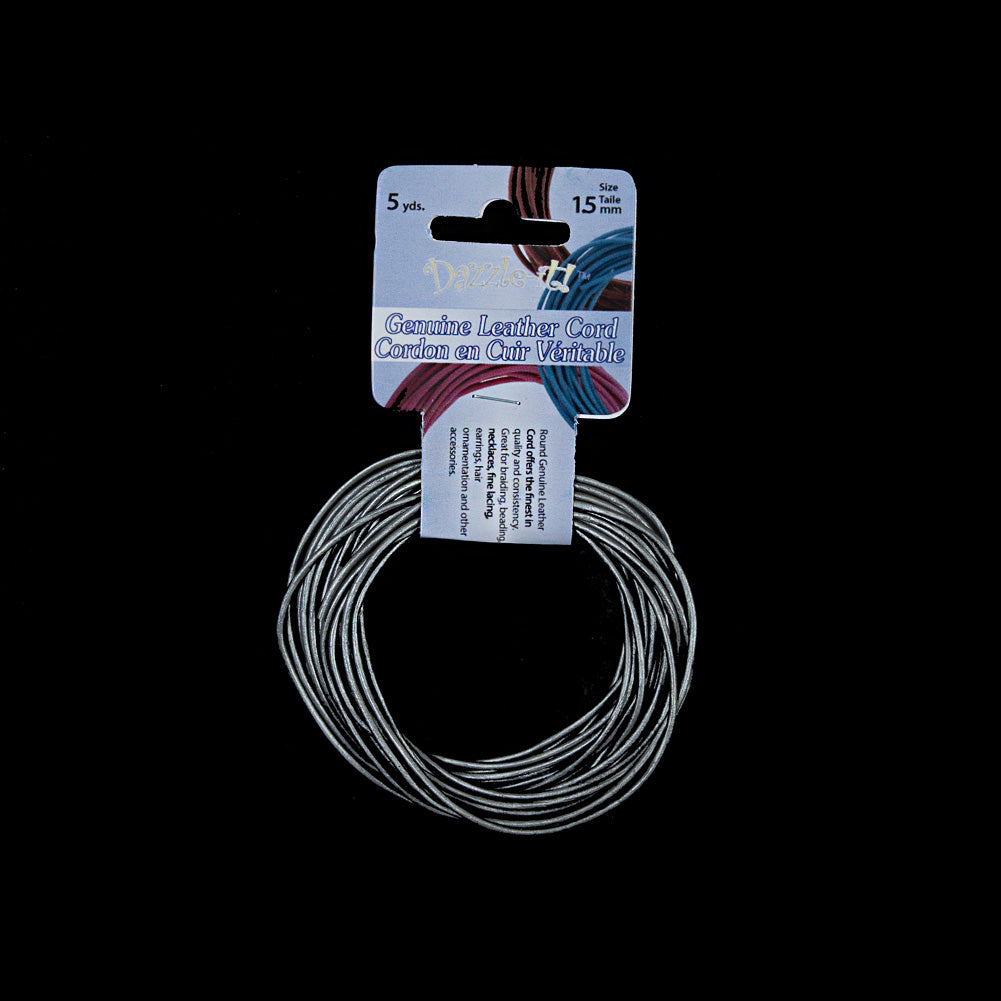 Dazzle-It Metallic Silver Genuine Leather Cord - 1.5mm Dazzle-It Metallic Silver Genuine Leather Cord - 1.5mm