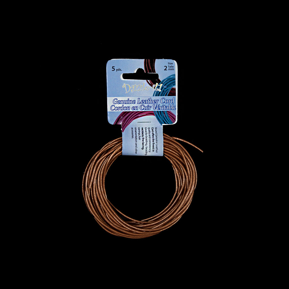 Dazzle-It Metallic Copper Genuine Leather Cord - 2mm Dazzle-It Metallic Copper Genuine Leather Cord - 2mm