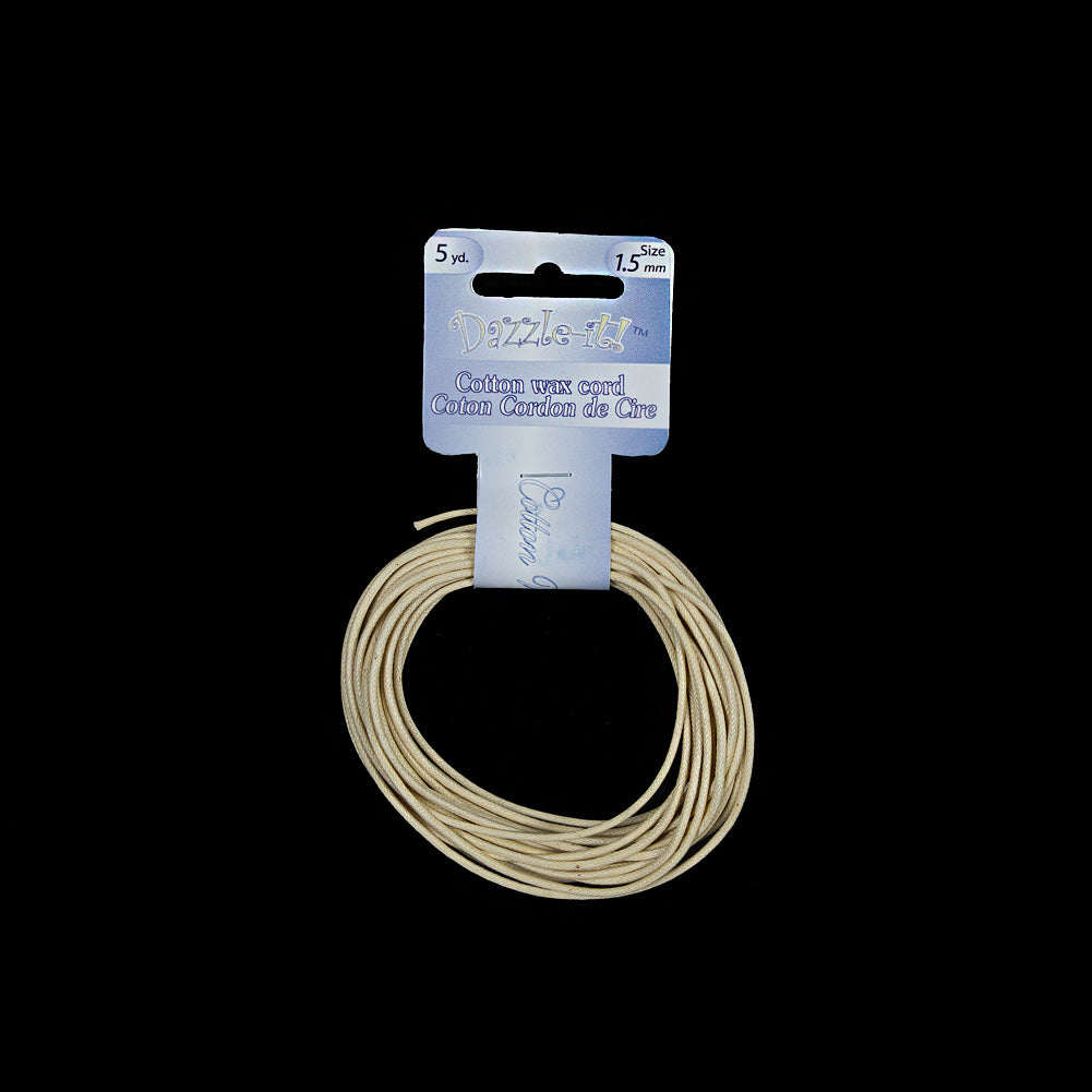 Dazzle-It Ivory Cotton Wax Cord - 1.5mm Dazzle-It Ivory Cotton Wax Cord - 1.5mm