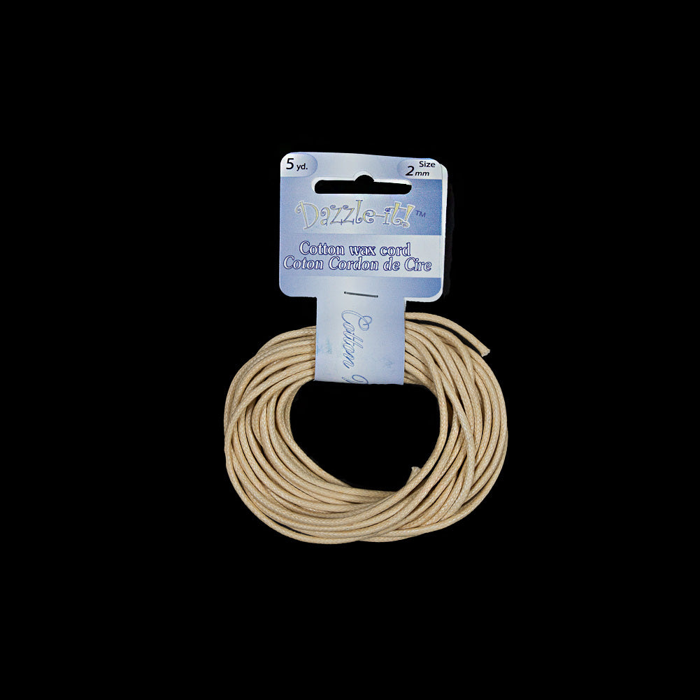 Dazzle-It Natural Cotton Wax Cord - 2mm Dazzle-It Natural Cotton Wax Cord - 2mm