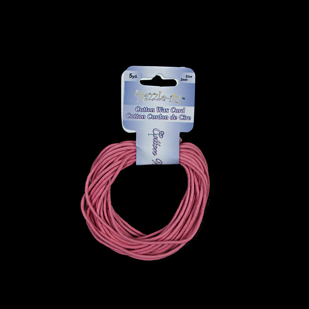 Dazzle-It Neon Pink Cotton Wax Cord - 2mm Dazzle-It Neon Pink Cotton Wax Cord - 2mm