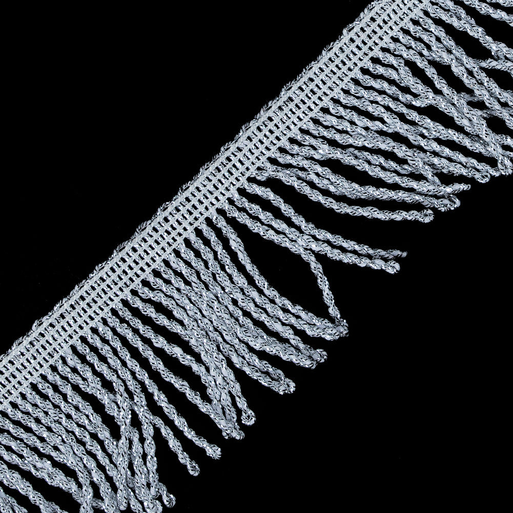Silver Metallic Twisted Fringe - 2 - Detail Silver Metallic Twisted Fringe - 2 - Detail