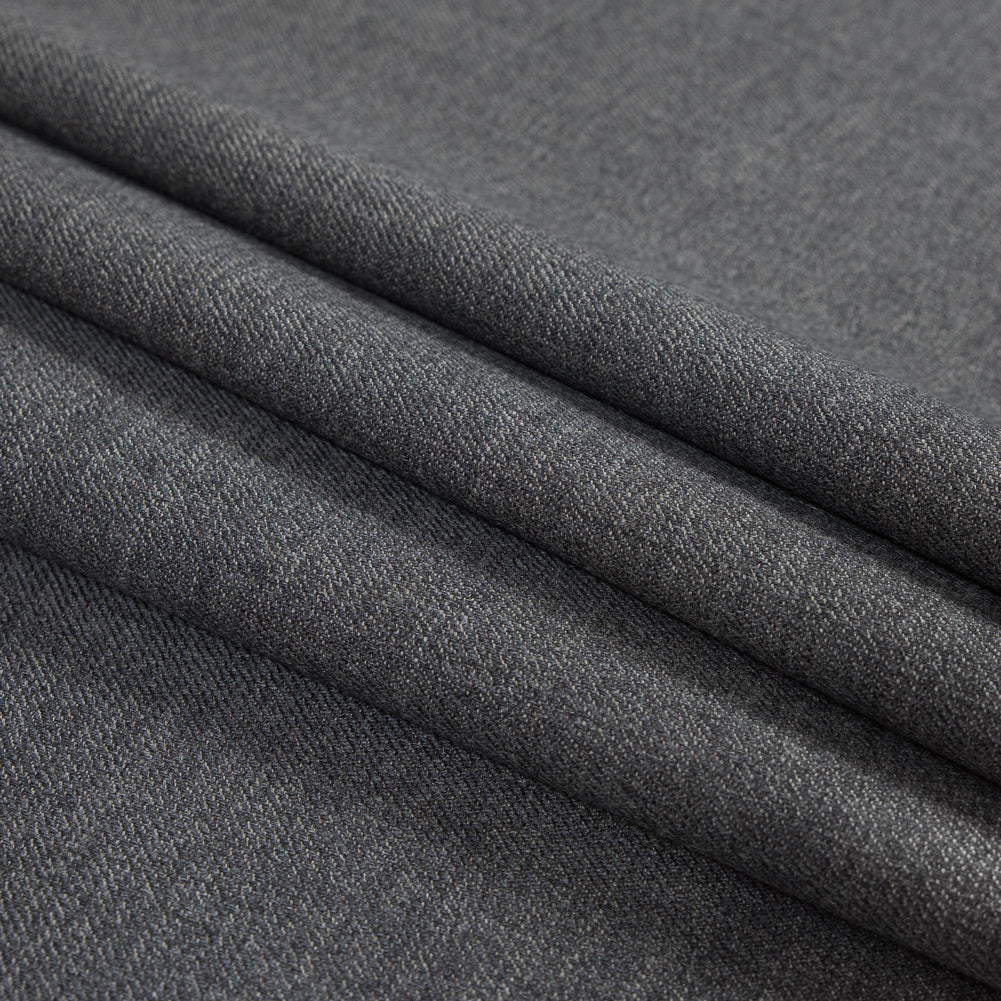 Black and Charcoal Virgin Wool Double Faced Melange Folded Black and Charcoal Virgin Wool Double Faced Melange Folded