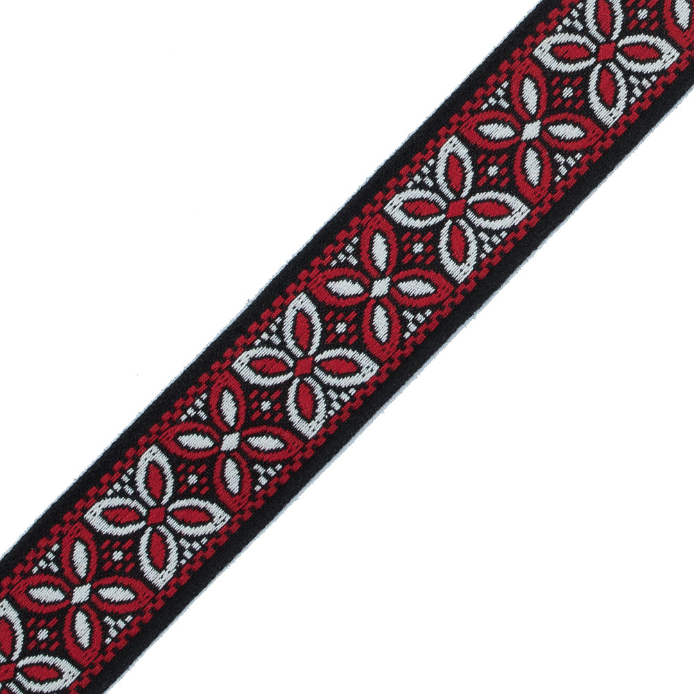 Red and Black German Jacquard Ribbon - 1.375" Detail Red and Black German Jacquard Ribbon - 1.375" Detail