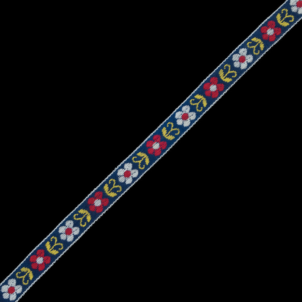 Red and Blue Floral German Jacquard Ribbon - 0.5" Red and Blue Floral German Jacquard Ribbon - 0.5"