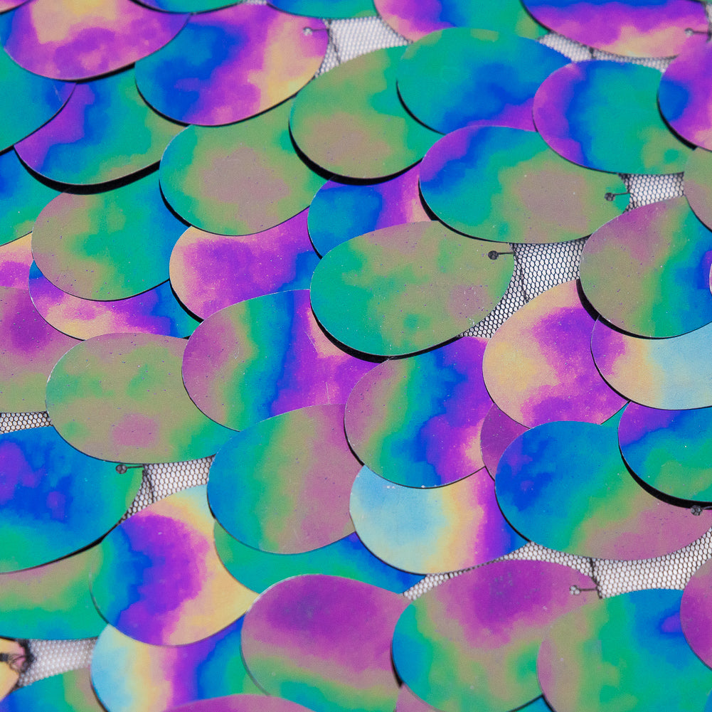 Mesh with Large Paillette Sequins - Multicolor Oilslick - Gilles Collection Full Mesh with Large Paillette Sequins - Multicolor Oilslick - Gilles Collection Full