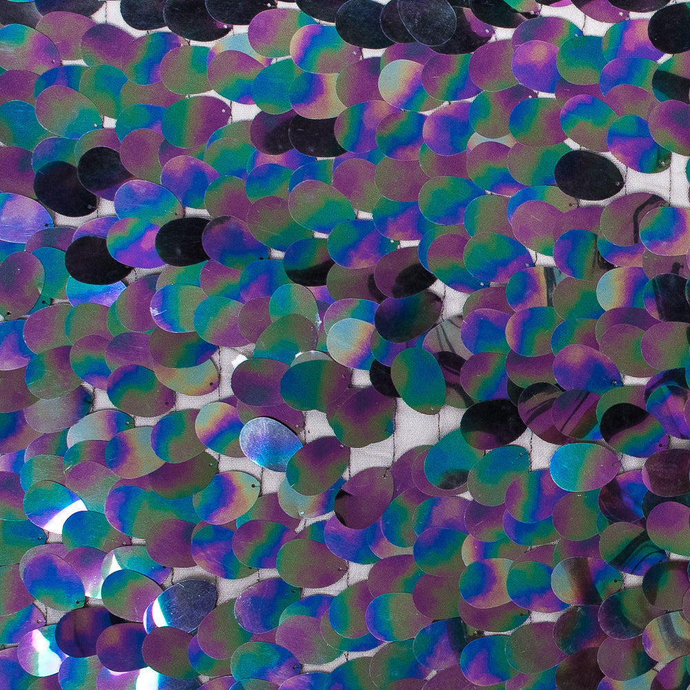 Mesh with Large Paillette Sequins - Multicolor Oilslick - Gilles Collection Mesh with Large Paillette Sequins - Multicolor Oilslick - Gilles Collection