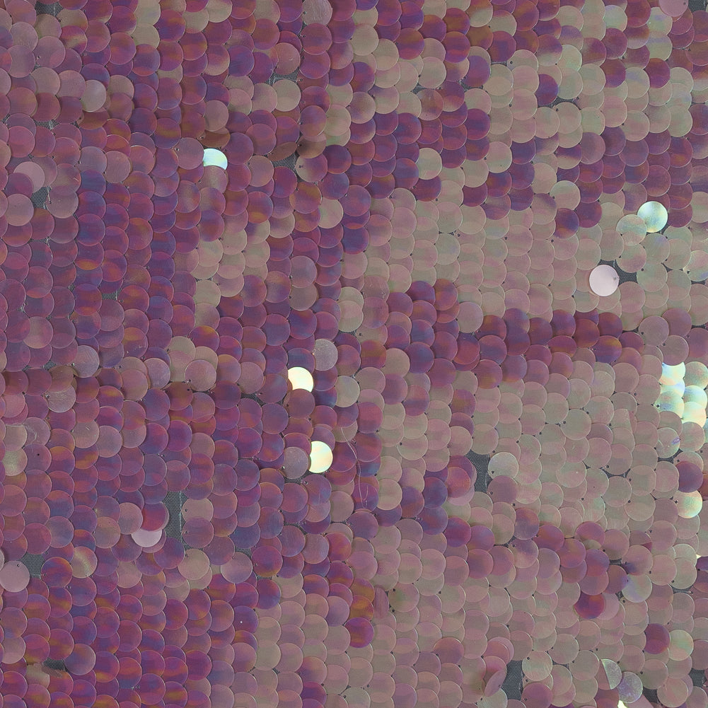Mesh with Circle Paillette Sequins - Pink on White Mesh with Circle Paillette Sequins - Pink on White