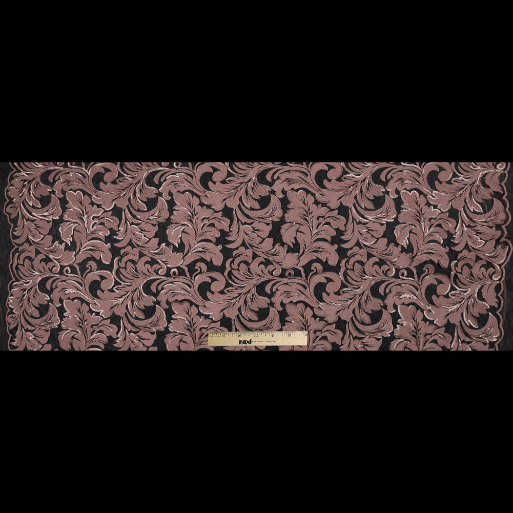 Embroidered Netting with Sequins - Coral Pink Floral Folded Embroidered Netting with Sequins - Coral Pink Floral Folded