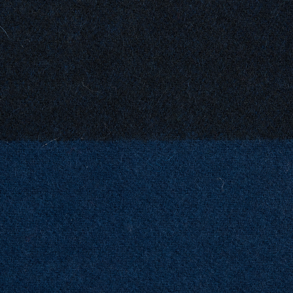 Royal Blue and Black Striped Wool Coating - Detail Royal Blue and Black Striped Wool Coating - Detail