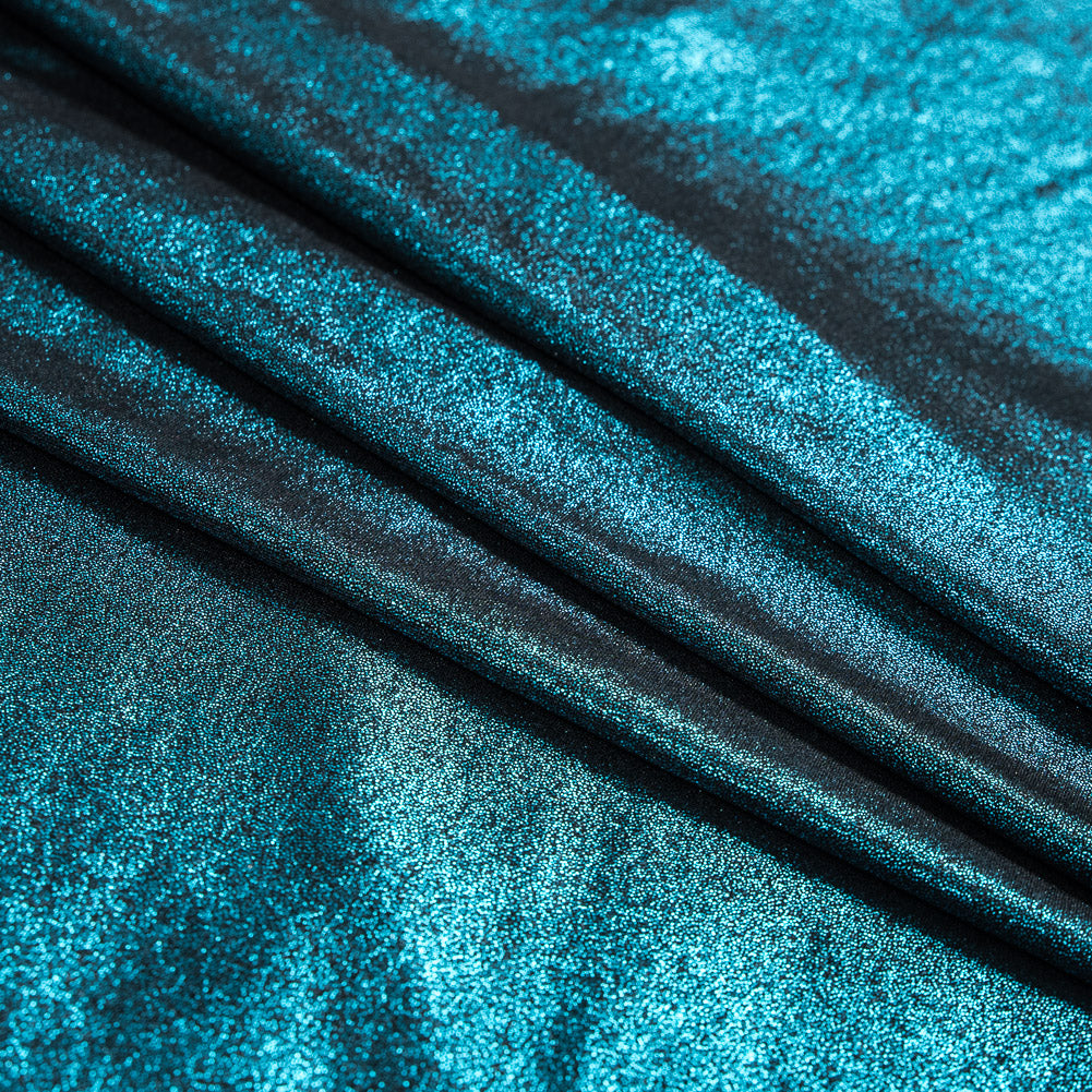 Metallic Teal All-Over Foil Knit - Detail Metallic Teal All-Over Foil Knit - Detail
