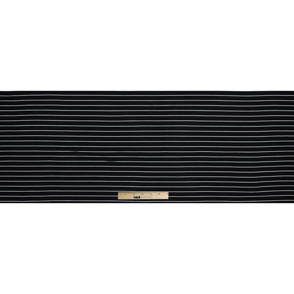 Black and White Pencil Striped Rayon Jersey - Full Black and White Pencil Striped Rayon Jersey - Full