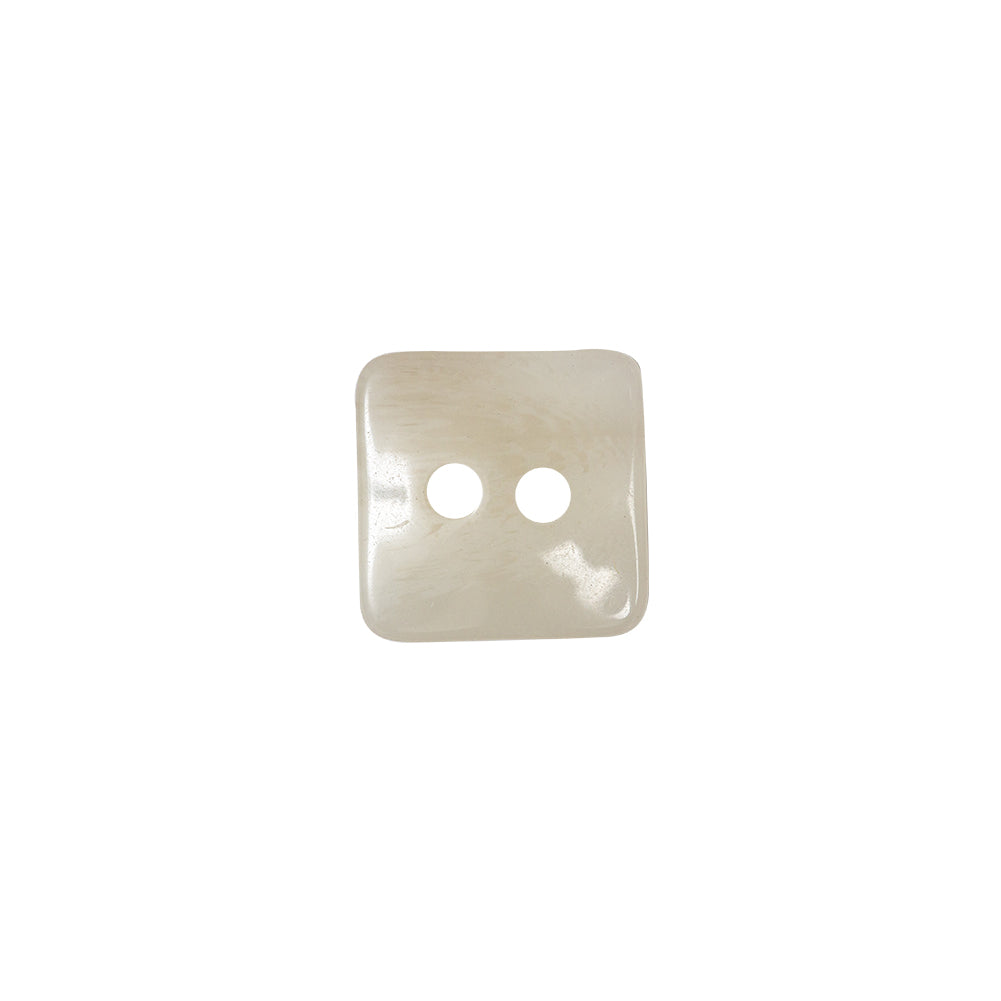 Tofu and White Swirl Semi-Translucent Two-Hole Square Plastic Button - 24L/15mm Tofu and White Swirl Semi-Translucent Two-Hole Square Plastic Button - 24L/15mm