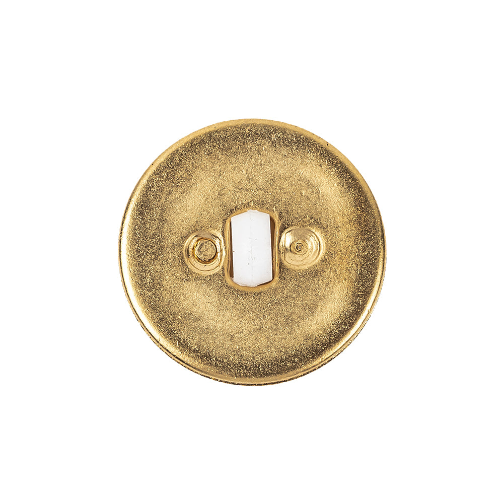 White and Gold Rimmed 2-Piece Shank Back Plastic Button - 36L/23mm - Detail White and Gold Rimmed 2-Piece Shank Back Plastic Button - 36L/23mm - Detail