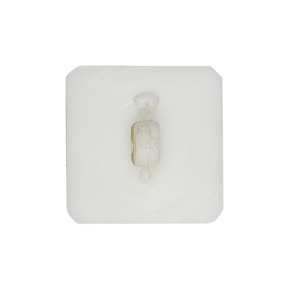 White Square with Molded Decoration 2-Piece Shank Back Plastic Button - 44L/28mm - Detail White Square with Molded Decoration 2-Piece Shank Back Plastic Button - 44L/28mm - Detail