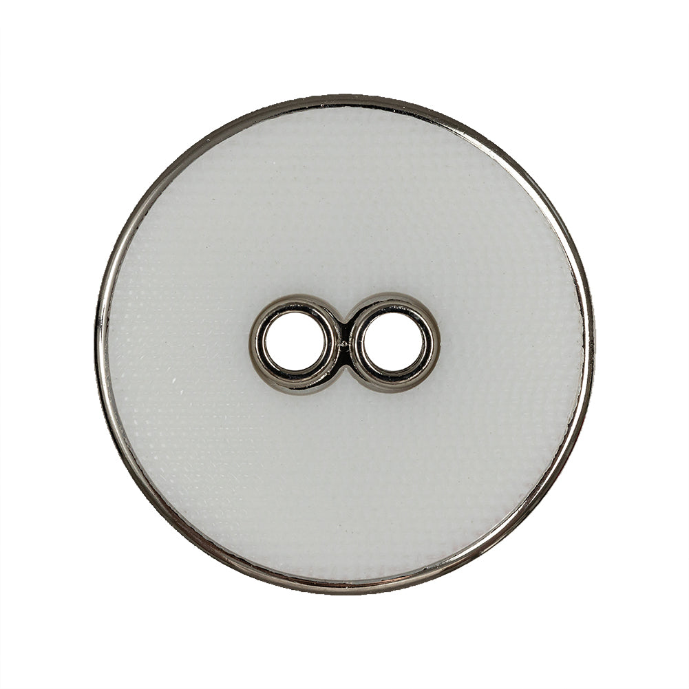 White and Silver Wavy Textured 2-Hole 2-Piece Button - 44L/28mm White and Silver Wavy Textured 2-Hole 2-Piece Button - 44L/28mm