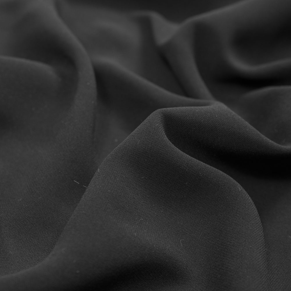 Black Creped Polyester Georgette with Give Detail Black Creped Polyester Georgette with Give Detail