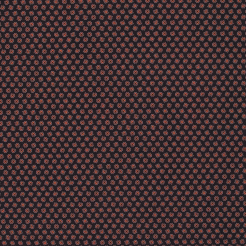 Italian Orange and Black Floral Digitally Printed Stretch Polyester Italian Orange and Black Floral Digitally Printed Stretch Polyester