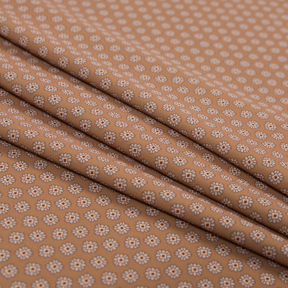 Italian Mustard Floral Digitally Printed Stretch Polyester Folded Italian Mustard Floral Digitally Printed Stretch Polyester Folded