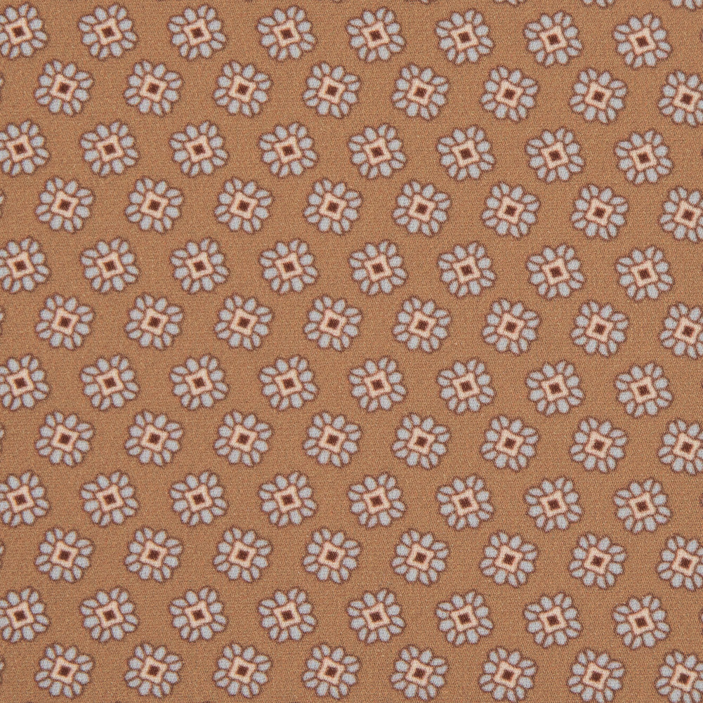 Italian Mustard Floral Digitally Printed Stretch Polyester Detail Italian Mustard Floral Digitally Printed Stretch Polyester Detail