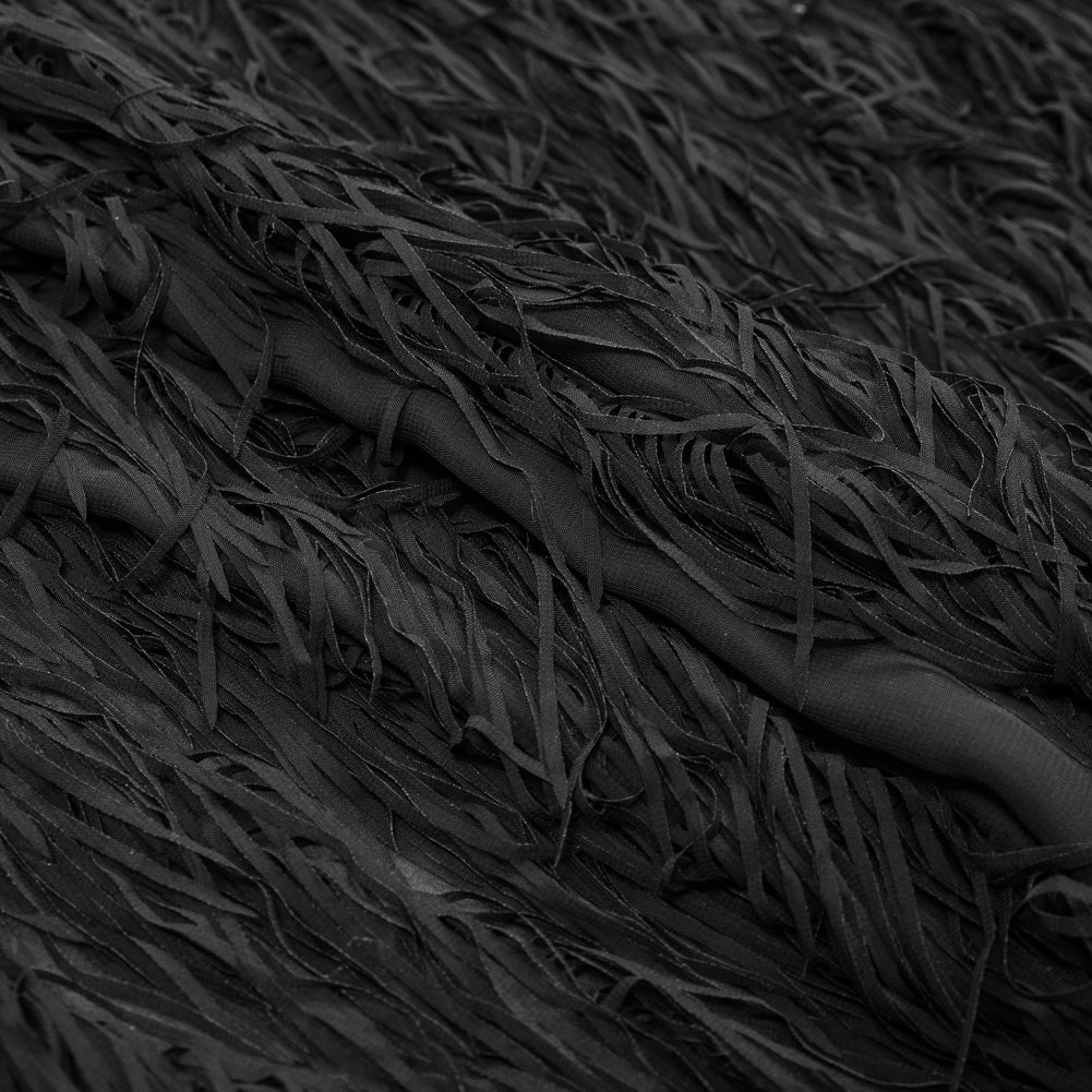 Black Chiffon Fringe Fabric - Detail Black Chiffon Fringe Fabric - Detail