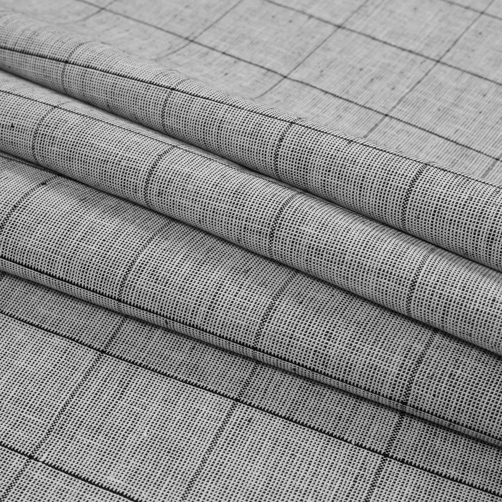 Black and White Windowpane Checkered Linen - Folded Black and White Windowpane Checkered Linen - Folded