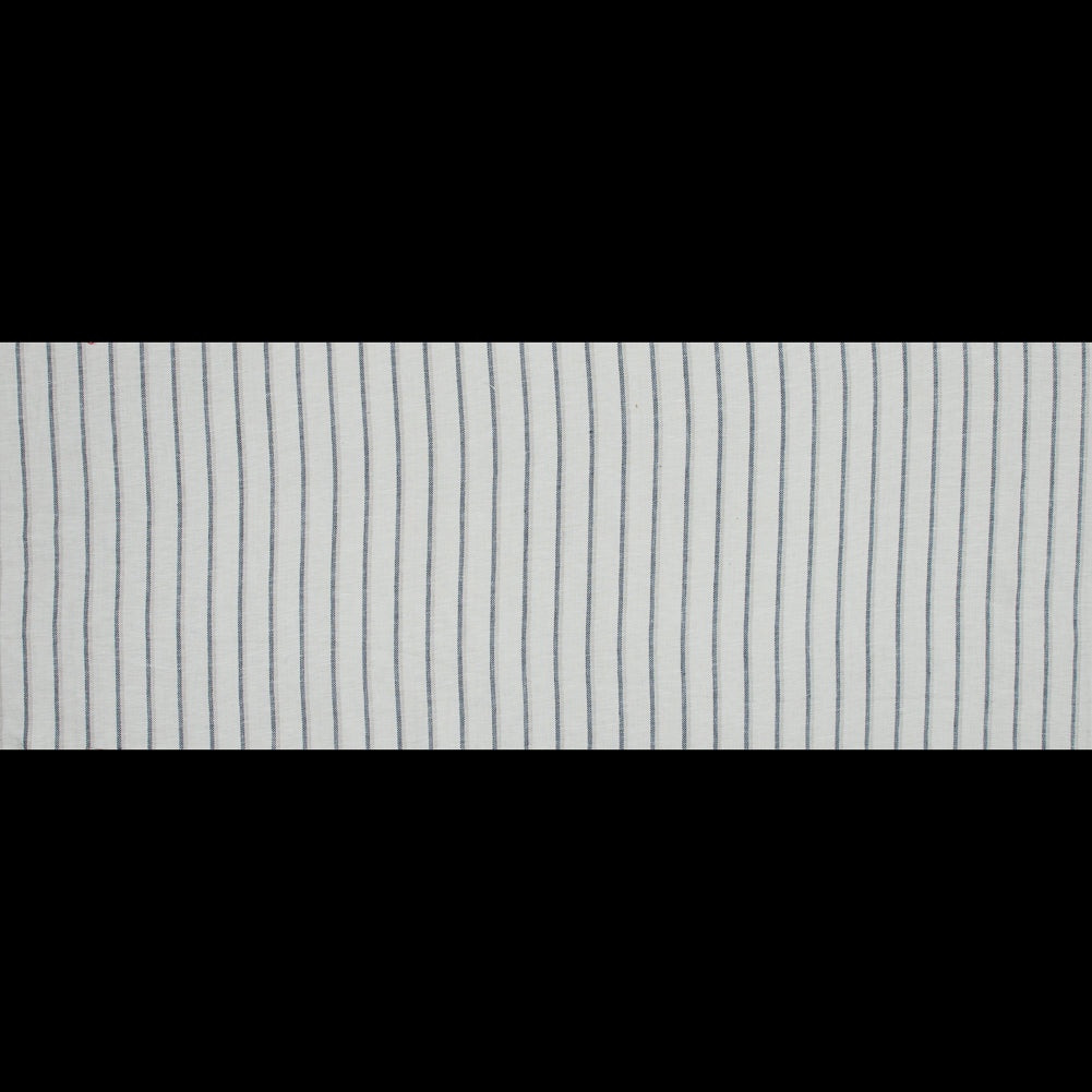 Birch and Steel Blue Shadow Striped Linen Twill Folded Birch and Steel Blue Shadow Striped Linen Twill Folded