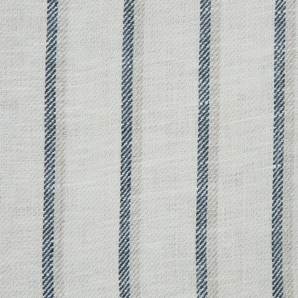 Birch and Steel Blue Shadow Striped Linen Twill Full Birch and Steel Blue Shadow Striped Linen Twill Full