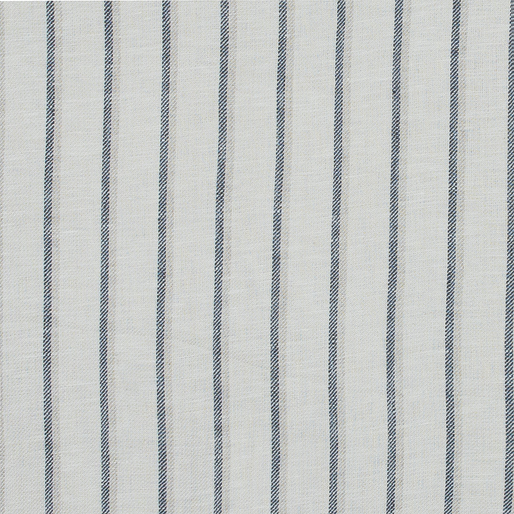 Birch and Steel Blue Shadow Striped Linen Twill Birch and Steel Blue Shadow Striped Linen Twill