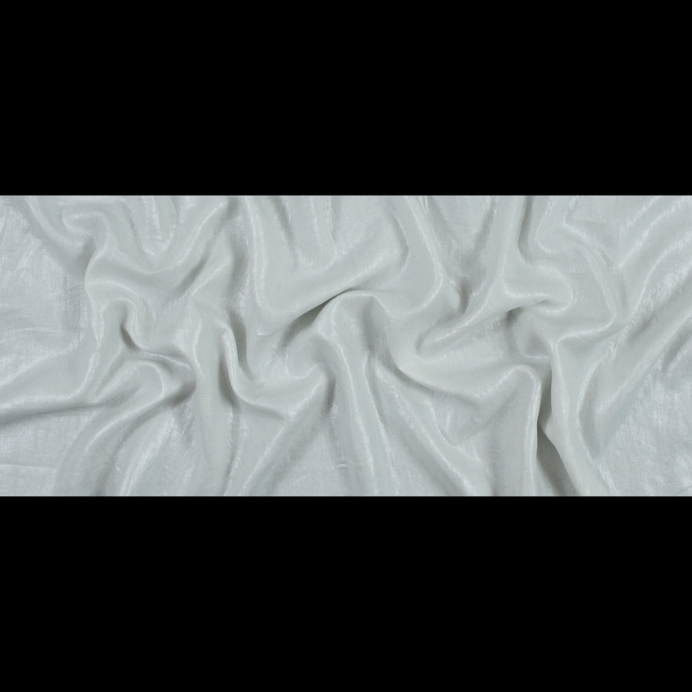 Ivory Lightweight Linen Woven with Metallic Silver Foil - Folded Ivory Lightweight Linen Woven with Metallic Silver Foil - Folded
