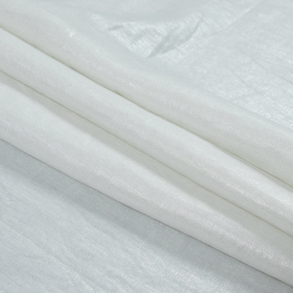 Ivory Lightweight Linen Woven with Metallic Silver Foil - Detail Ivory Lightweight Linen Woven with Metallic Silver Foil - Detail