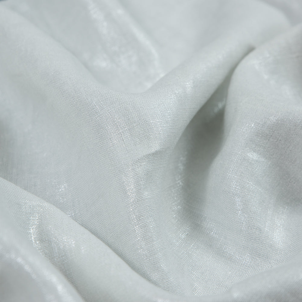 Ivory Lightweight Linen Woven with Metallic Silver Foil - Full Ivory Lightweight Linen Woven with Metallic Silver Foil - Full