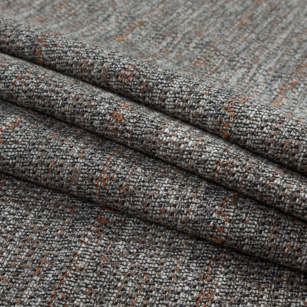 Truffle, Orange and White Cotton Tweed - Folded Truffle, Orange and White Cotton Tweed - Folded